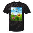 Frutiger Aero Aesthetic Tech Scenery Fishes Sunflower Raglan Baseball Tee Tie-Dye T-Shirts Black Tie-Dye