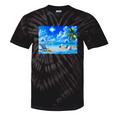 Frutiger Aero Beach Y2k Aesthetic Palm Tree Sand Ocean Tie-Dye T-Shirts Black Tie-Dye