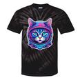 Retro 80s Cat In Space Suit Nostalgia Cat Vintage Astronaut Tie-Dye T-Shirts Black Tie-Dye
