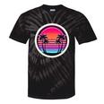 Retro 80s Synthwave Sunset & Palm Trees Retro Nostalgia 80s Tie-Dye T-Shirts Black Tie-Dye