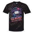 Rewind Good Times Retro VHS Tape Nostalgia 80s 90s Premium Tri-Blend Tie-Dye T-Shirts Black Tie-Dye