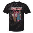 Running Together Always Connected Anime Nostalgia Message Tie-Dye T-Shirts Black Tie-Dye
