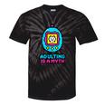 Women's Adulting Is A Myth Retro Pixel Pet Nostalgia Millennials Tie-Dye T-Shirts Black Tie-Dye