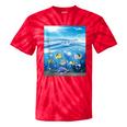 Frutiger Aero Aesthetic Tech Ocean Underwater Fishes Tie-Dye T-Shirts Red Tie-Dye