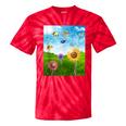 Frutiger Aero Aesthetic Tech Scenery Fishes Sunflower Tie-Dye T-Shirts Red Tie-Dye