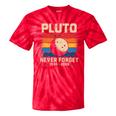 Pluto Never Forget Space Nostalgia Astronomy Humor Premium Tri-Blend Tie-Dye T-Shirts Red Tie-Dye