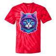 Retro 80s Cat In Space Suit Nostalgia Cat Vintage Astronaut Tie-Dye T-Shirts Red Tie-Dye