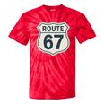Retro Route 67 Highway Sign Vintage Road Nostalgia Premium Tri-Blend Tie-Dye T-Shirts Red Tie-Dye
