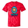 Women's Adulting Is A Myth Retro Pixel Pet Nostalgia Millennials Tie-Dye T-Shirts Red Tie-Dye