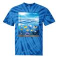 Frutiger Aero Aesthetic Tech Ocean Underwater Fishes Tie-Dye T-Shirts Blue Tie-Dye