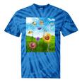 Frutiger Aero Aesthetic Tech Scenery Fishes Sunflower Raglan Baseball Tee Tie-Dye T-Shirts Blue Tie-Dye