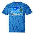 Frutiger Aero Beach Y2k Aesthetic Palm Tree Sand Ocean Tie-Dye T-Shirts Blue Tie-Dye