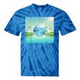 Frutiger Aero Y2k Aesthetic Palm Trees Cyber Beach World Tie-Dye T-Shirts Blue Tie-Dye