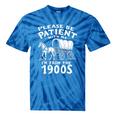 Humorous Wagon Plea Please Be Patient I'm From The 1900s Premium Tie-Dye T-Shirts Blue Tie-Dye