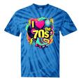 I Love The 70s Retro Cassette Roller Vinyl Nostalgia Vibes Tie-Dye T-Shirts Blue Tie-Dye