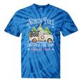 North Pole Tree Farm Merry Christmas Holiday Scene Nostalgia Tie-Dye T-Shirts Blue Tie-Dye