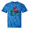 Nostalgia Holiday Tees -Adult Christmas Flamingo Small Short Sleeve Crew Neck Cotton Polyester Lightweight Ribbed Cuff Winter Tie-Dye T-Shirts Blue Tie-Dye