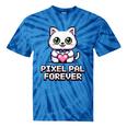 Pixel Art Pet Cat Y2K Retro Vintage Digital Nostalgia Tech Tie-Dye T-Shirts Blue Tie-Dye