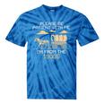 Please Be Patient I'm From The 1900s Retro Pixel Horse Wagon Premium Tie-Dye T-Shirts Blue Tie-Dye