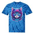 Retro 80s Cat In Space Suit Nostalgia Cat Vintage Astronaut Tie-Dye T-Shirts Blue Tie-Dye