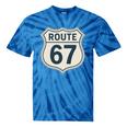 Retro Route 67 Highway Sign Vintage Road Nostalgia Premium Tri-Blend Tie-Dye T-Shirts Blue Tie-Dye