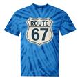 Retro Route 67 Highway Sign Vintage Road Nostalgia Tie-Dye T-Shirts Blue Tie-Dye
