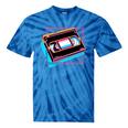 Retro VHS Vaporwave Video Cassette Nostalgia Geek Chic Premium Tri-Blend Tie-Dye T-Shirts Blue Tie-Dye