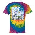 Frutiger Aero Aesthetic Tech Great Wave Of Kanagawa Fishes Raglan Baseball Tee Tie-Dye T-Shirts Rainbow Tie-Dye