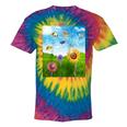 Frutiger Aero Aesthetic Tech Scenery Fishes Sunflower Raglan Baseball Tee Tie-Dye T-Shirts Rainbow Tie-Dye