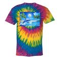 Frutiger Aero Dolphin Sunset Ocean With Palm Trees Y2k Premium Tie-Dye T-Shirts Rainbow Tie-Dye