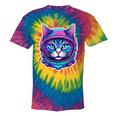 Retro 80s Cat In Space Suit Nostalgia Cat Vintage Astronaut Tie-Dye T-Shirts Rainbow Tie-Dye