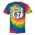 Retro Route 67 Highway Sign Vintage Road Nostalgia Premium Tri-Blend Tie-Dye T-Shirts Rainbow Tie-Dye