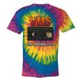 VHS Tape Nostalgia Old School Technology Humor Premium Tie-Dye T-Shirts Rainbow Tie-Dye