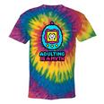 Women's Adulting Is A Myth Retro Pixel Pet Nostalgia Millennials Tie-Dye T-Shirts Rainbow Tie-Dye