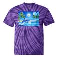 Frutiger Aero Dolphin Sunset Ocean With Palm Trees Y2k Premium Tie-Dye T-Shirts Purple Tie-Dye