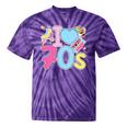 I Love 70's Retro Style Nostalgia Vibe 1970's Party Premium Tri-Blend Tie-Dye T-Shirts Purple Tie-Dye