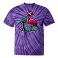Nostalgia Holiday Tees -Adult Christmas Flamingo Small Short Sleeve Crew Neck Cotton Polyester Lightweight Ribbed Cuff Winter Tie-Dye T-Shirts Purple Tie-Dye