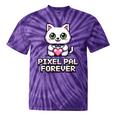 Pixel Art Pet Cat Y2K Retro Vintage Digital Nostalgia Tech Tie-Dye T-Shirts Purple Tie-Dye