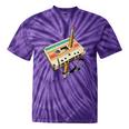 Retro Cassette Tape & Pencil Rewind Nostalgia Party 80s 90s Premium Tie-Dye T-Shirts Purple Tie-Dye