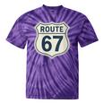Retro Route 67 Highway Sign Vintage Road Nostalgia Tie-Dye T-Shirts Purple Tie-Dye