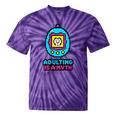 Women's Adulting Is A Myth Retro Pixel Pet Nostalgia Millennials Tie-Dye T-Shirts Purple Tie-Dye