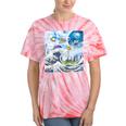 Frutiger Aero Aesthetic Tech Great Wave Of Kanagawa Fishes Raglan Baseball Tee Tie-Dye T-Shirts Coral Tie-Dye