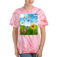 Frutiger Aero Aesthetic Tech Scenery Fishes Sunflower Raglan Baseball Tee Tie-Dye T-Shirts Coral Tie-Dye