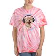 Frutiger Aero Cat Wearing Headphones Bubble 2000s Gen-Z Meme Tie-Dye T-Shirts Coral Tie-Dye