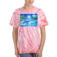 Frutiger Aero Dolphin Sunset Ocean With Palm Trees Y2k Premium Tie-Dye T-Shirts Coral Tie-Dye