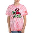 Nostalgia Holiday Tees -Adult Christmas Flamingo Small Short Sleeve Crew Neck Cotton Polyester Lightweight Ribbed Cuff Winter Tie-Dye T-Shirts Coral Tie-Dye