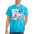 Frutiger Aero Aesthetic Tech Great Wave Of Kanagawa Fishes Raglan Baseball Tee Tie-Dye T-Shirts Turquoise Tie-Dye