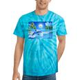 Frutiger Aero Dolphin Sunset Ocean With Palm Trees Y2k Premium Tie-Dye T-Shirts Turquoise Tie-Dye