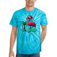 Nostalgia Holiday Tees -Adult Christmas Flamingo Small Short Sleeve Crew Neck Cotton Polyester Lightweight Ribbed Cuff Winter Tie-Dye T-Shirts Turquoise Tie-Dye