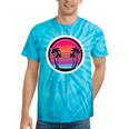 Retro 80s Synthwave Sunset & Palm Trees Retro Nostalgia 80s Tie-Dye T-Shirts Turquoise Tie-Dye